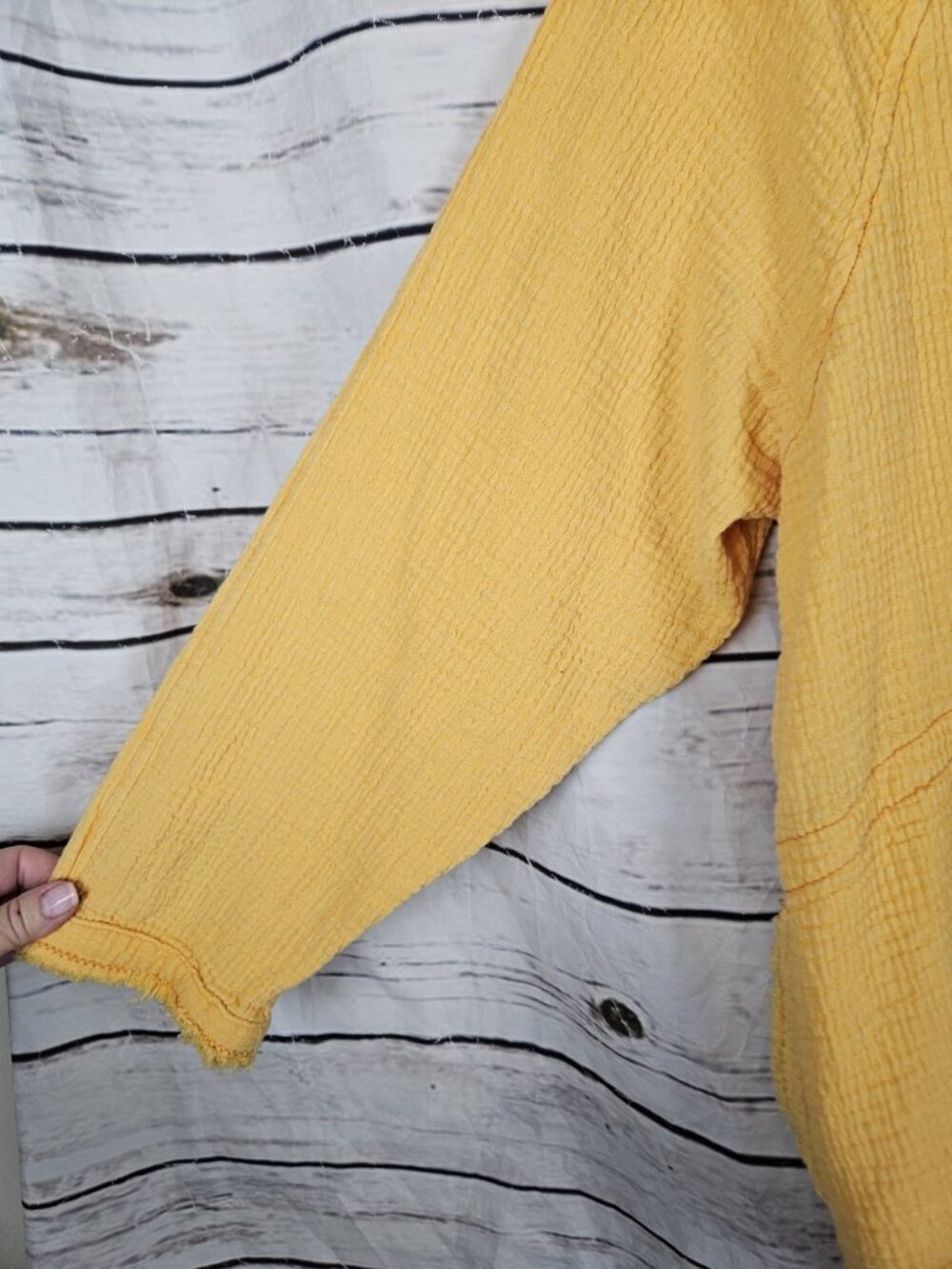 We the Free People Summer Daydream Gauze Top XS Marigold Button Long Sleeves - Picture 4 of 8